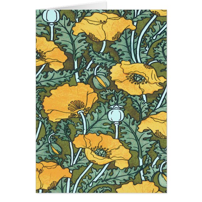 Gult Poppy Hälsningskort (Framsidan)