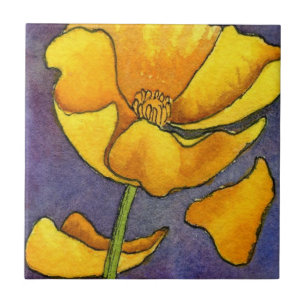 "Gult Poppy" Kitchen Garden Ceramic Tile Kakelplatta