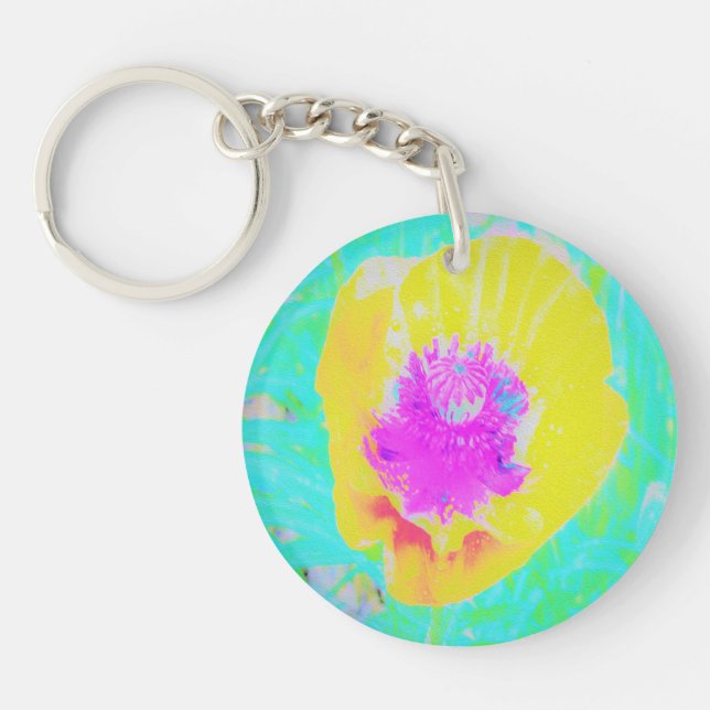 Gult Poppy med Shock rosa Center på Turcos (Framsidan)