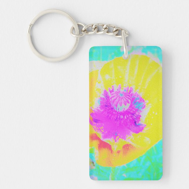 Gult Poppy med Shock rosa Center på Turcos (Framsidan)