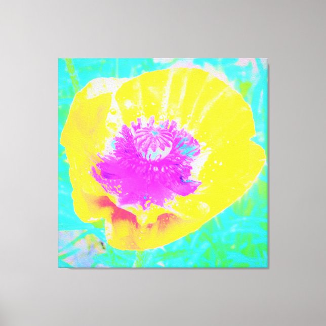 Gult Poppy med Shock rosa Center på Turcos Canvastryck (Framsida)