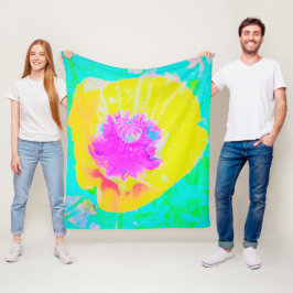 Gult Poppy med Shock rosa Center på Turcos Fleecefilt