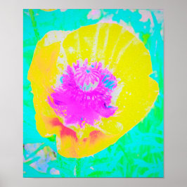 Gult Poppy med Shock rosa Center på Turcos Poster