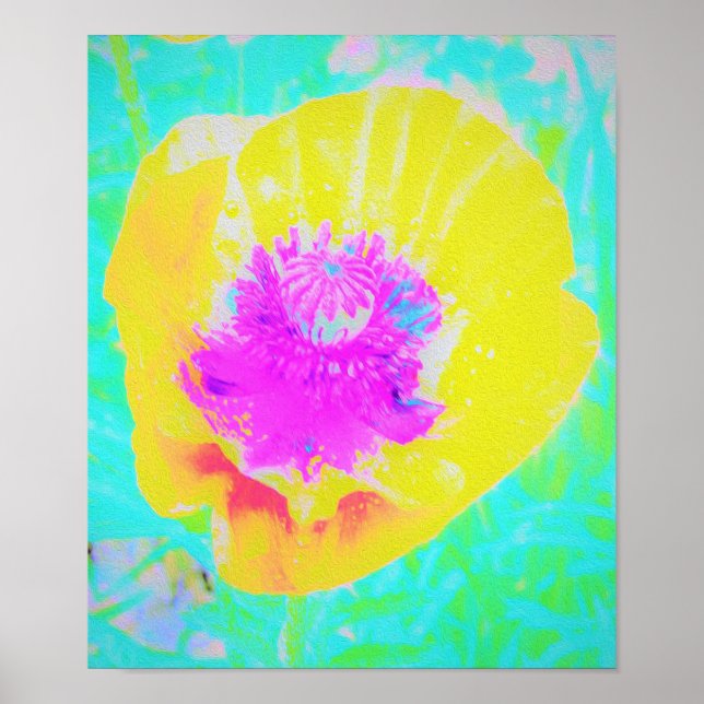 Gult Poppy med Shock rosa Center på Turcos Poster (Framsidan)