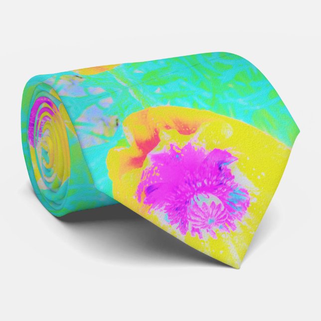 Gult Poppy med Shock rosa Center på Turcos Slips (Rullad)