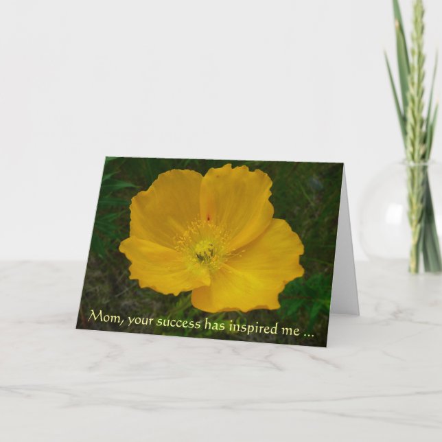 Gult Poppy Mors dag Card Kort (Framsida)