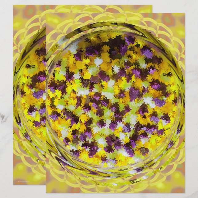 Gult potpurri-scrapbookingpapper 2-sidig sida (Fram/baksida)