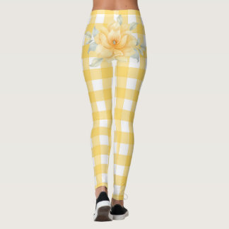 Gult Pput, blommor Butt Leggings