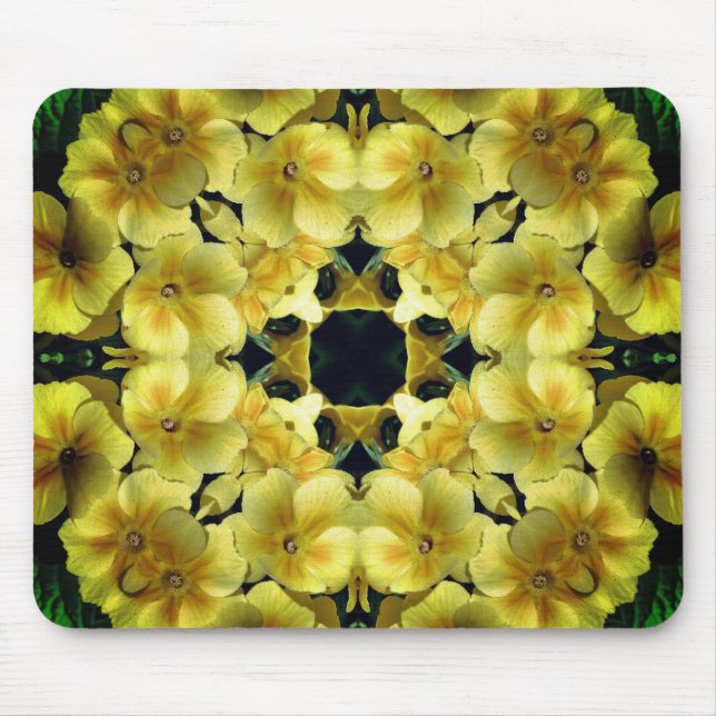Gult Primrose Abstrakt Flower Art Musmatta (Framsidan)