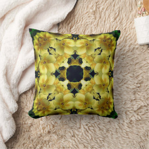Gult Primrose Flower Abstrakt Art Kudde