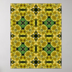 Gult Primrose Flower Abstrakt Art Poster