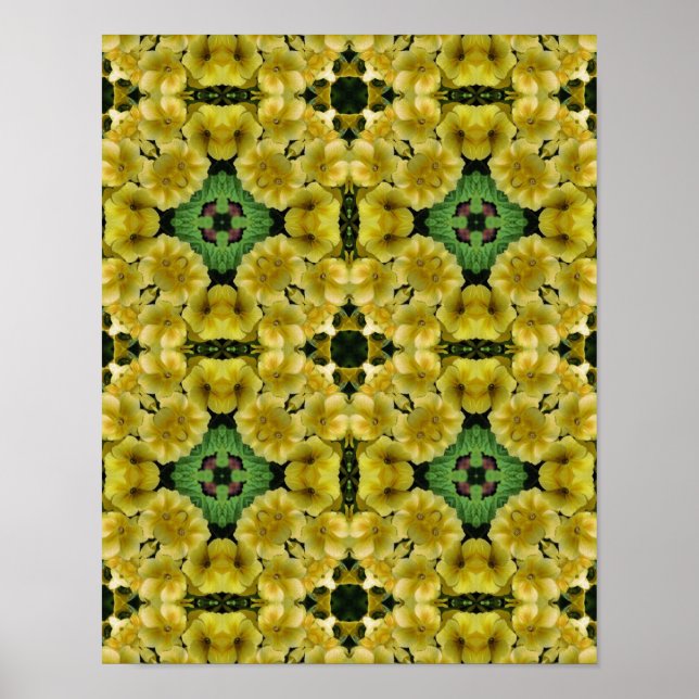 Gult Primrose Flower Abstrakt Art Poster (Framsidan)