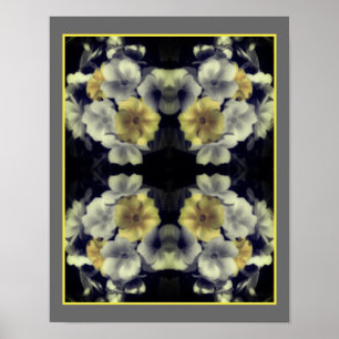 Gult Primrose Flower Partial Färg Abstrakt Poster