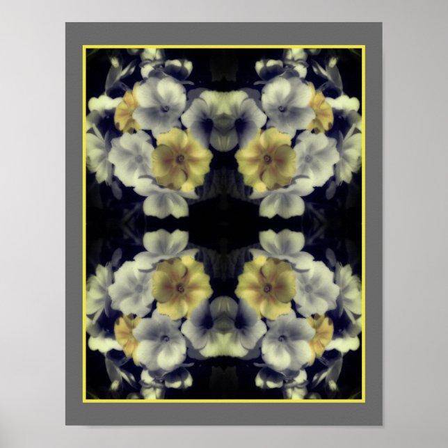 Gult Primrose Flower Partial Färg Abstrakt Poster (Framsidan)