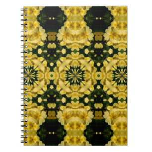 Gult Primrose Flowers Abstrakt Art bärbar dator Anteckningsbok Med Spiral