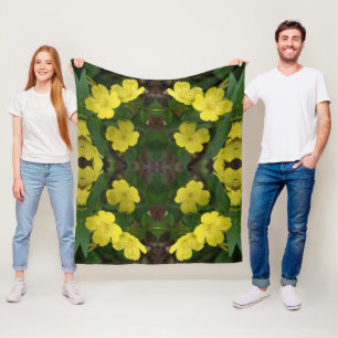 Gult Primrose Flowers Abstrakt Fleecefilt