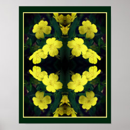 Gult Primrose Flowers Abstrakt Poster