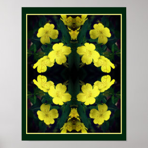 Gult Primrose Flowers Abstrakt Poster