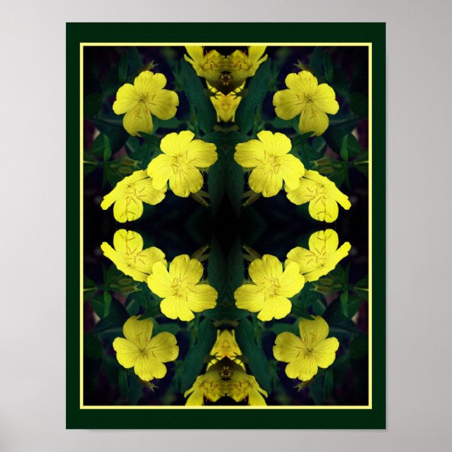 Gult Primrose Flowers Abstrakt Poster (Framsidan)
