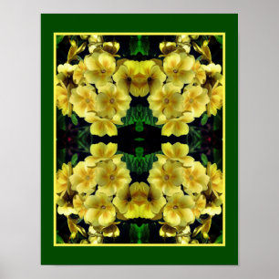 Gult Primrose Vår blommor Abstrakt Poster