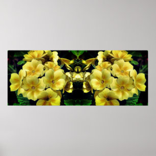 Gult Primrose Vår blommor speglad Abstrakt Poster