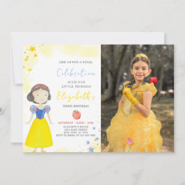 Gult Princess Birthday bjudande med foto Inbjudningar