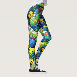 Gult Psychedeliska pickleballonger Leggings
