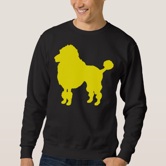 Gult Pudel Hund Silhouette Lång Ärmad Tröja (Framsida)