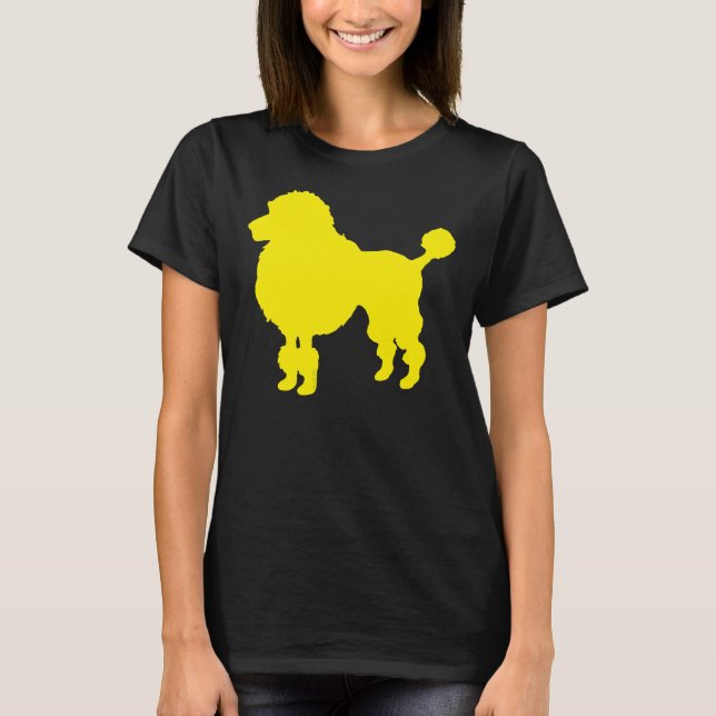 Gult Pudel Hund Silhouette T Shirt (Framsida)
