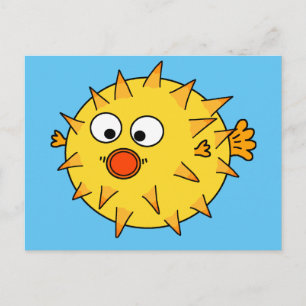 Gult Pufferfish Vykort