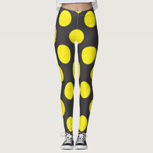 gult punkter på svart, sömlös bakgrund leggings