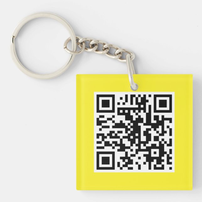 Gult QR CODE Anpassningsbar Nyckelring (Framsidan)