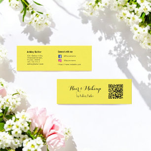 Gult QR Code Beauty Makeup Artist Mini Visitkort