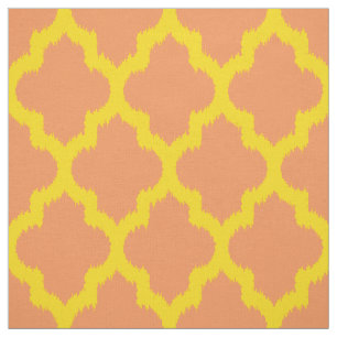 Gult Quatrefoil Ikat Anpassningsbar Orange Bakgrun Tyg