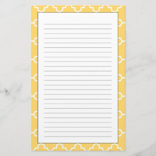 Gult Quatrefoil Mönster Brevpapper
