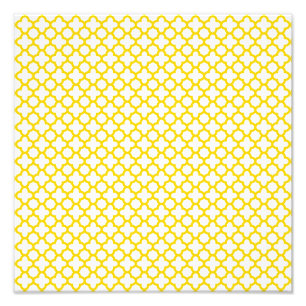 Gult Quatrefoil Mönster Fototryck