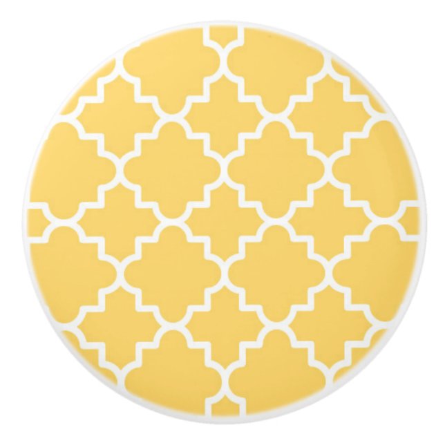 Gult Quatrefoil mönster Knopp (Framsidan)