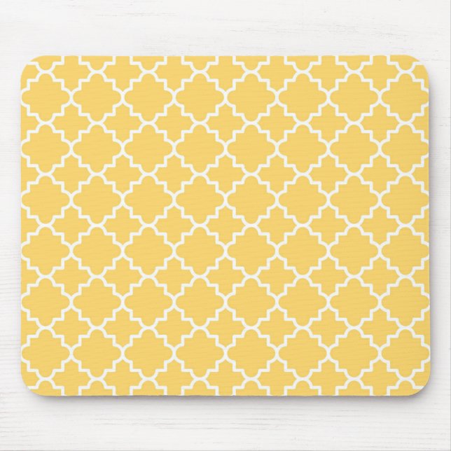 Gult Quatrefoil mönster Musmatta (Framsidan)