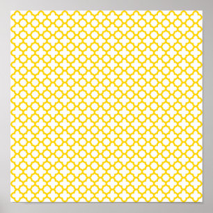 Gult Quatrefoil Mönster Poster