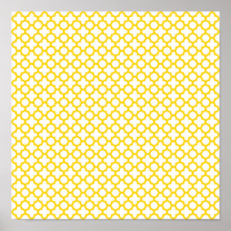 Gult Quatrefoil Mönster Poster