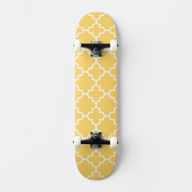 Gult Quatrefoil mönster Skateboard Bräda 20,5 Cm (Framsida)