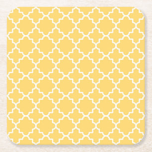 Gult Quatrefoil mönster Underlägg Papper Kvadrat