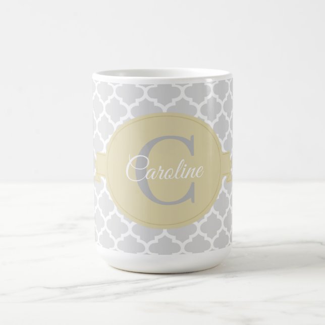 Gult Quatrefoil Personlig Coffee Mugg (Center)