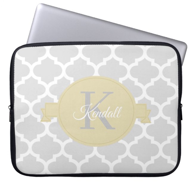 Gult Quatrefoil Personlig Laptop sleeve (Framsidan)