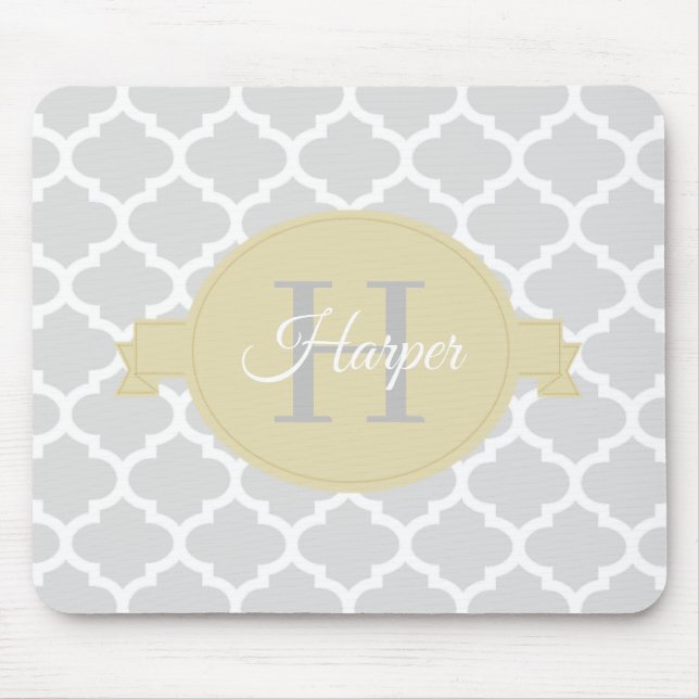 Gult Quatrefoil Personlig Mouse Pad Musmatta (Framsidan)