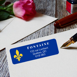 Gult Quebec Fleur de Lis Returadress Etikett