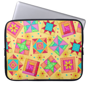 Gult Quilt Block Art Laptop sleeve