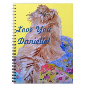 Gult Quilt Fluffy Cat-katter flickor namn Anteckni Anteckningsbok