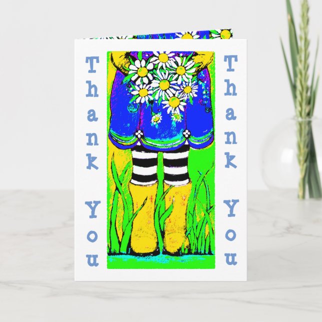 Gult Rain Boots Daisys Springtime Tack Kort (Framsida)