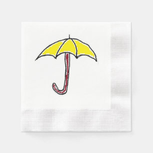 Gult Rain eller Sunny Day Umbrella Tecknad Pappersservett